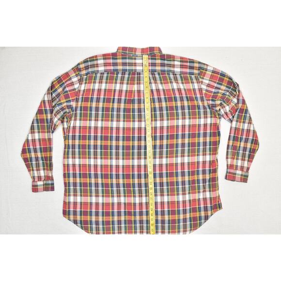 Ralph Lauren Big & Tall Size 3XLT Red Plaid 100% Cotton Button Up - Picture 6 of 8